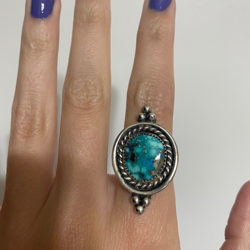 NEW OOAK White Water Turquoise Sterling Ring - Picture 3 of 6